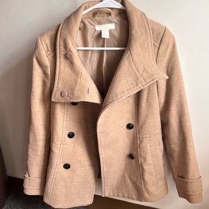 Short Tan Trench Coat w/ double button breast
